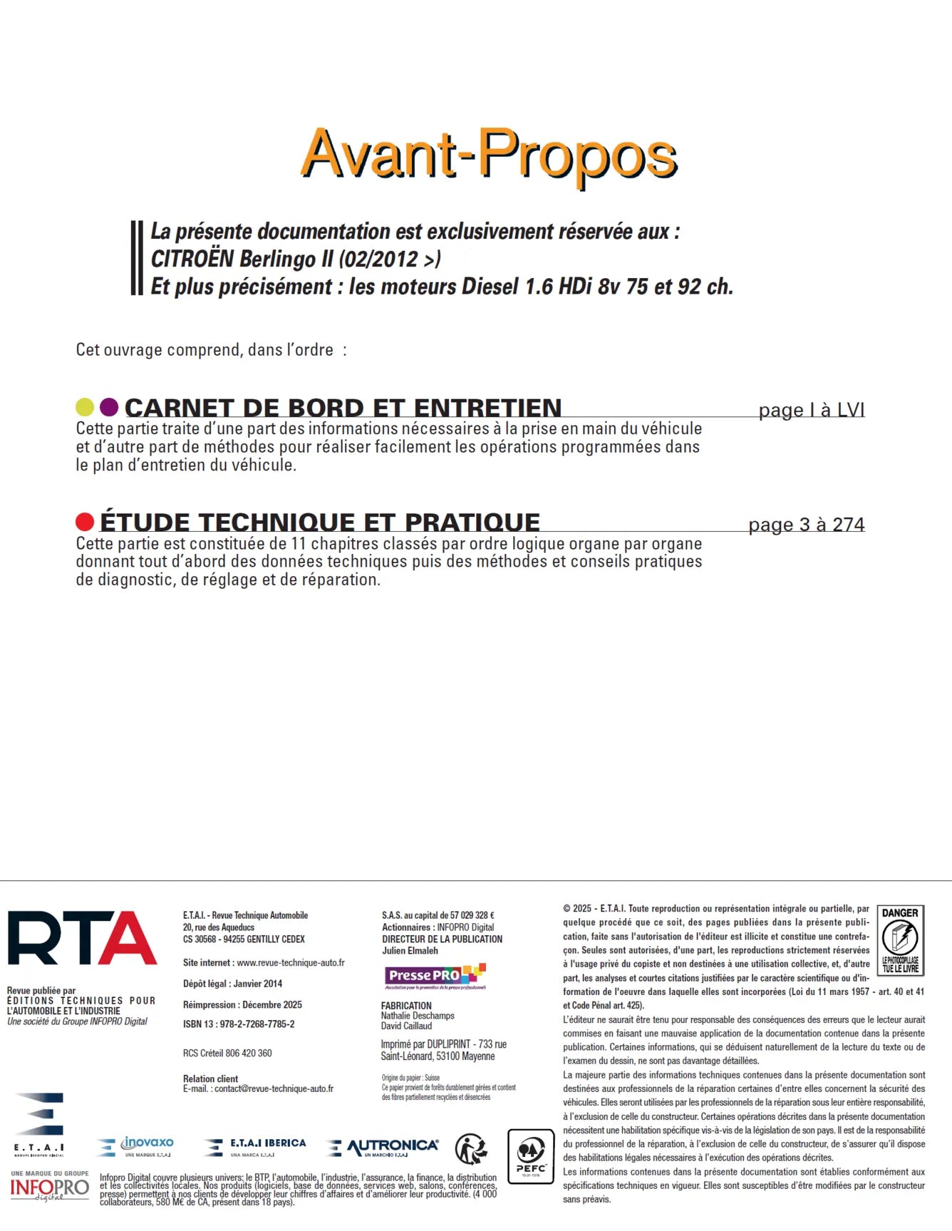 Citroën Berlingo II phase 2 (2012 - 2015) - Revue Technique