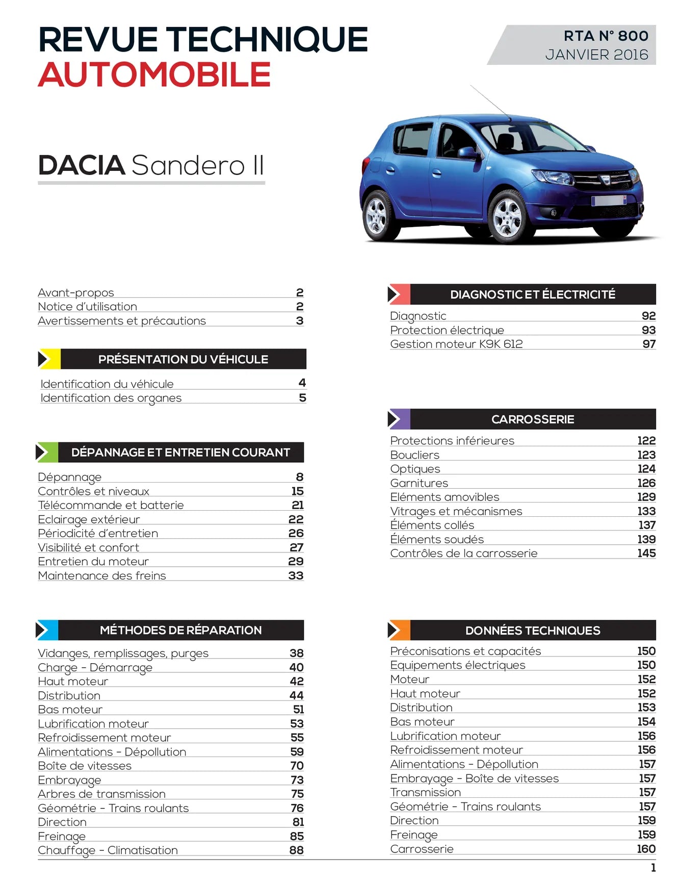 Dacia Sandero II phase 1 (2012 - 2015) diesel - Revue Technique