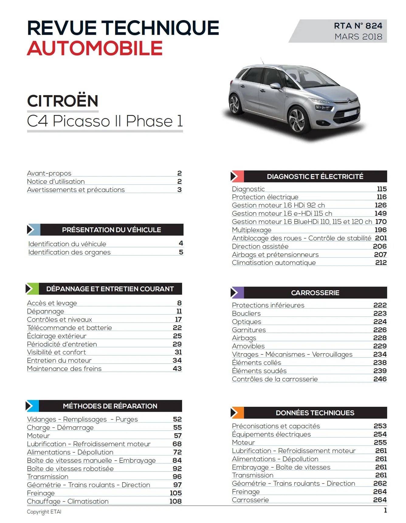 Citroën C4 Picasso II phase 1 (2013 - 2016) - Revue Technique