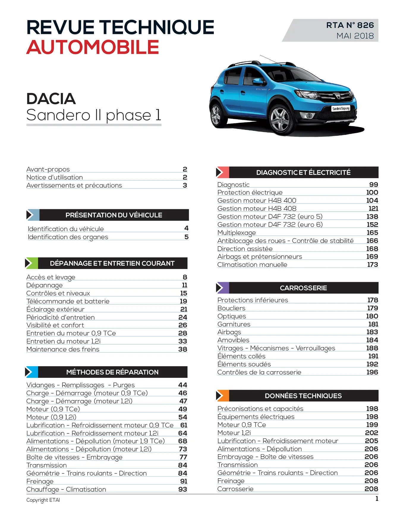 Dacia Sandero II phase 1 (2012 - 2017) essence - Revue Technique