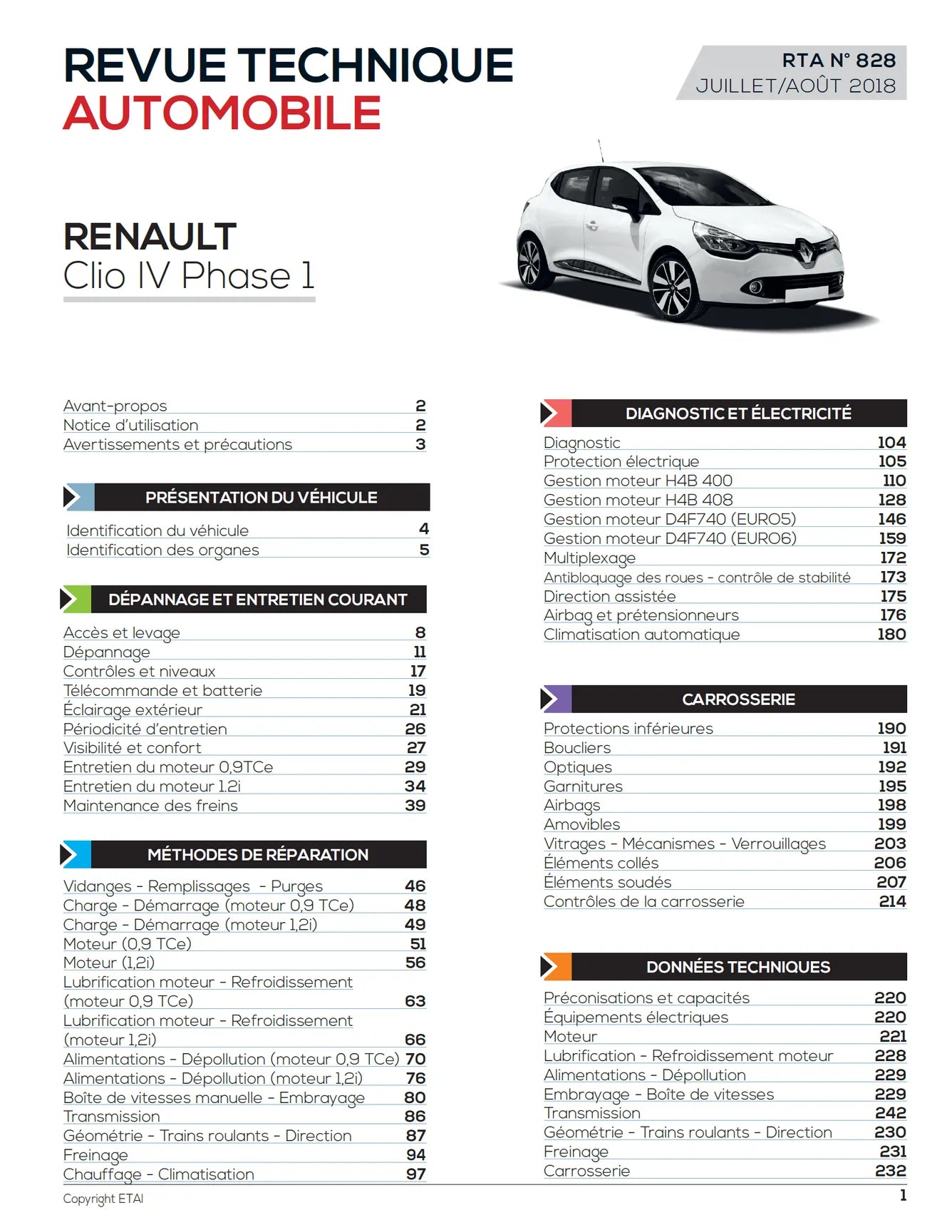 Renault Clio IV phase 1 (2012 - 2016) essence - Revue Technique