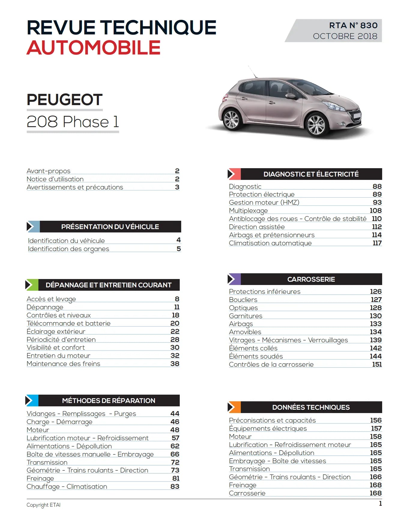 Peugeot 208 I phase 1 (2012 - 2014) essence - Revue Technique