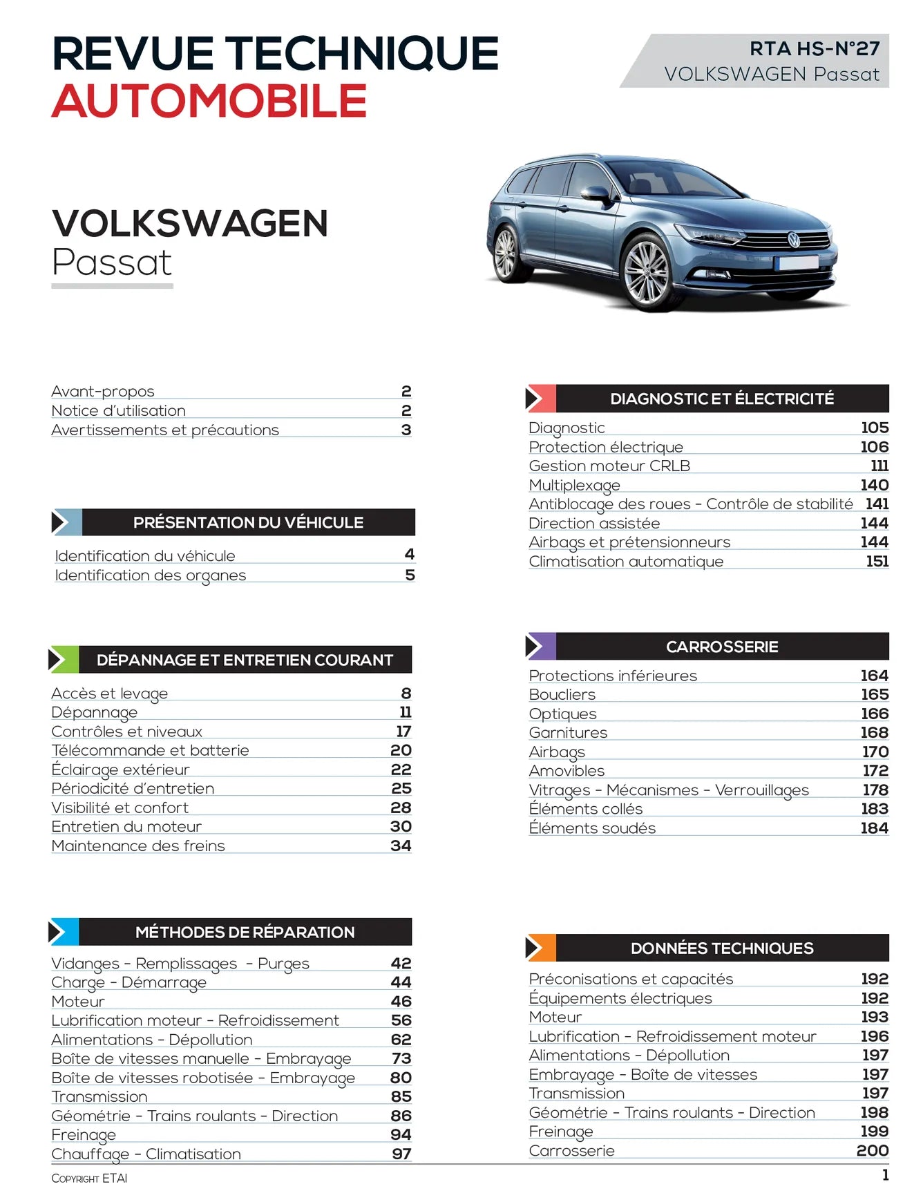 Volkswagen Passat VII phase 1 (2014 - 2019) - Revue Technique