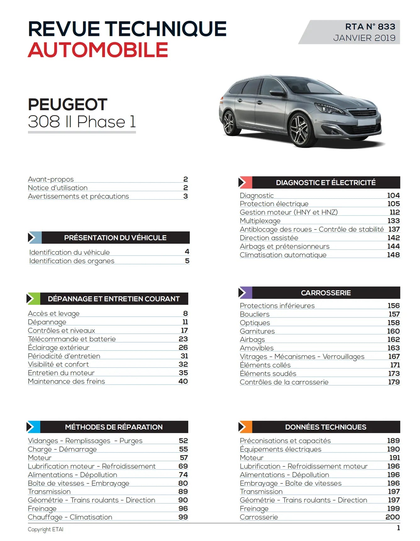 Peugeot 308 II phase 1 (2013 - 2017) essence - Revue Technique