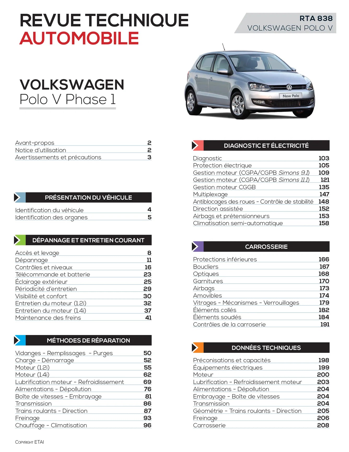 Volkswagen Polo V phase 1 (2009 - 2014) essence- Revue Technique