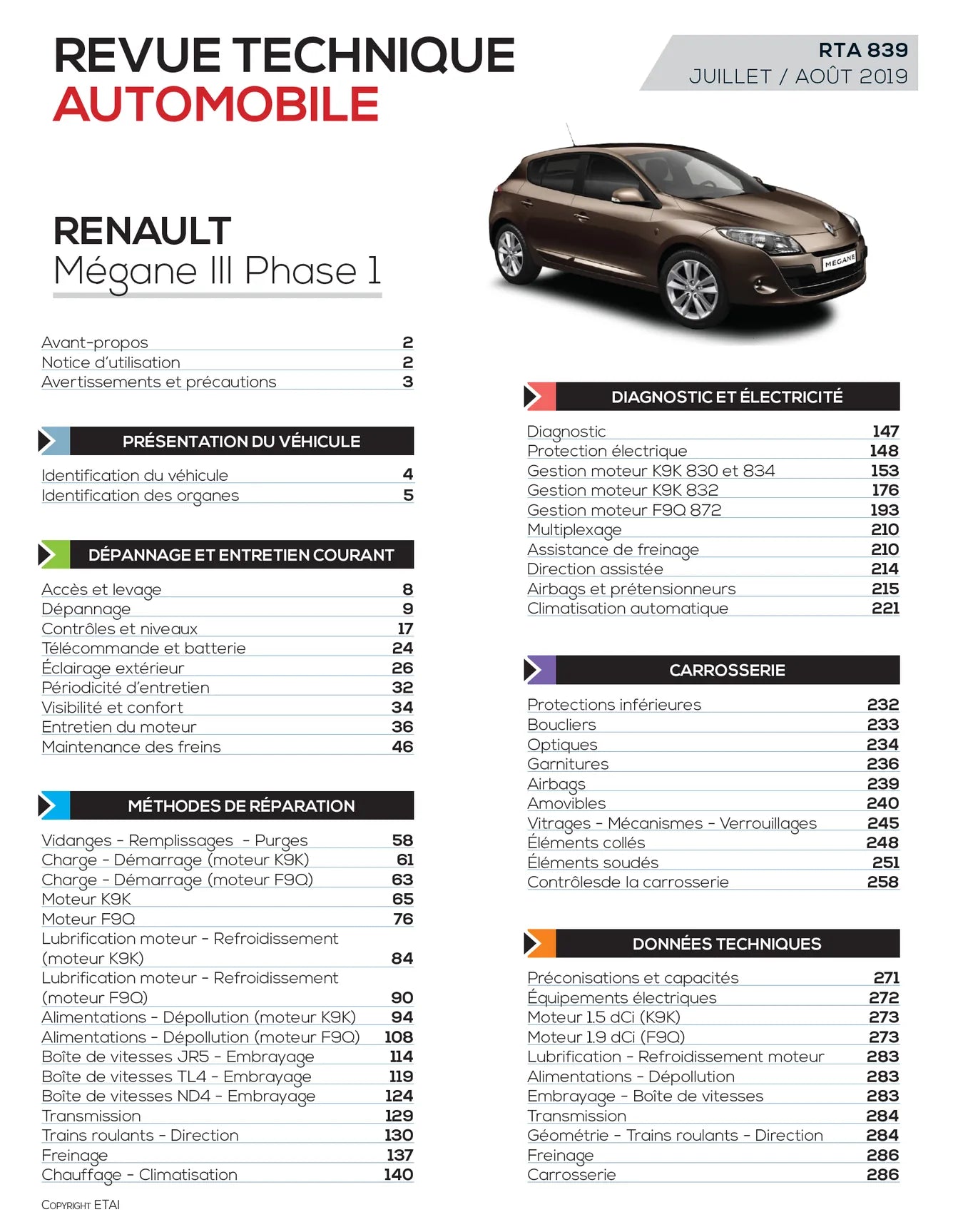 Renault Mégane III phase 1 (2008 - 2012) - Revue Technique