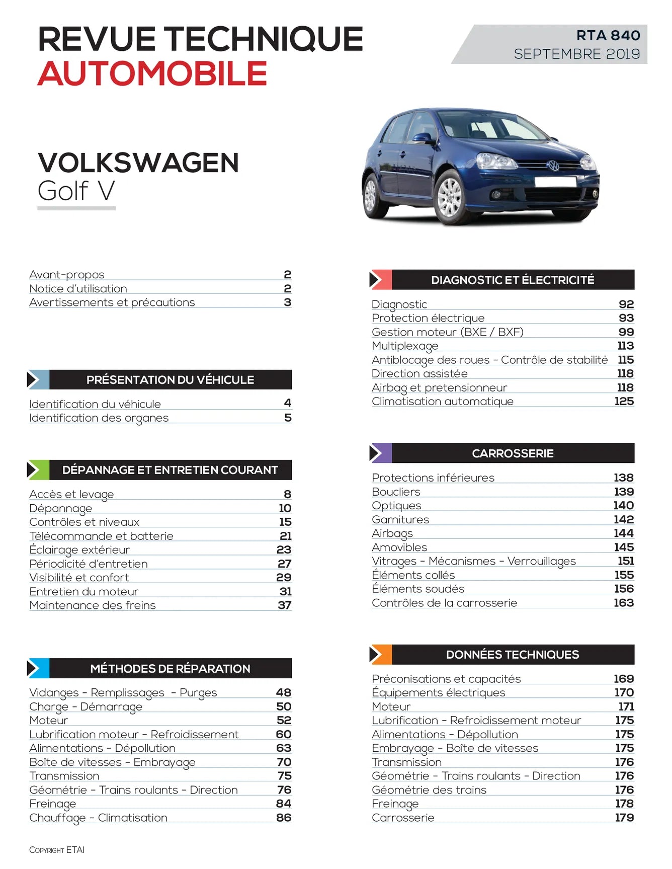 Volkswagen Golf V (2003 - 2008) 1.9 TDI - Revue Technique