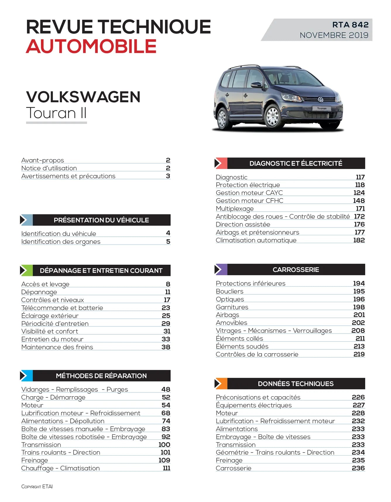 Volkswagen Touran II (2010 - 2015) - Revue Technique