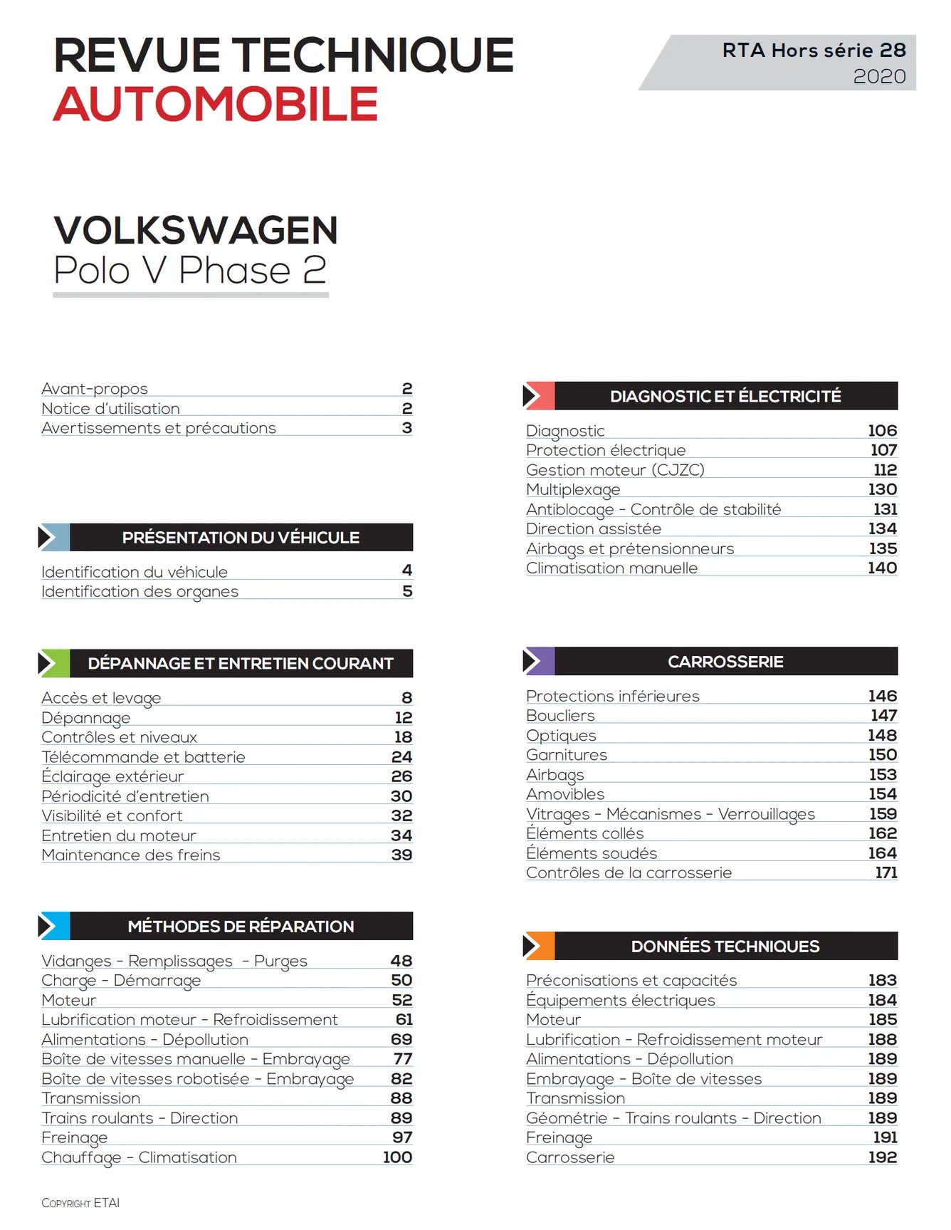 Volkswagen Polo V phase 2 (2014 - 2017) essence - Revue Technique