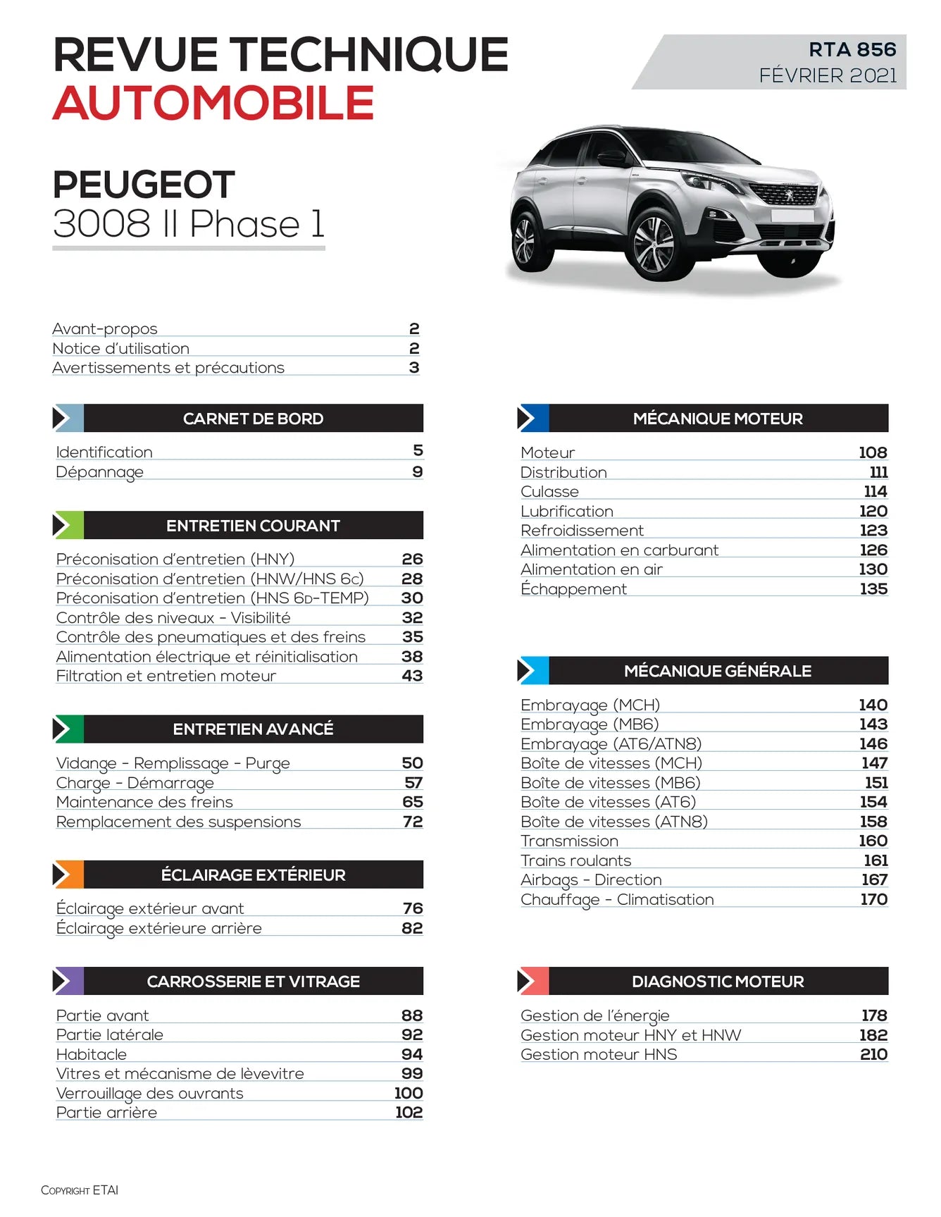 Peugeot 3008 II phase 1 (2016 - 2020) essence - Revue Technique